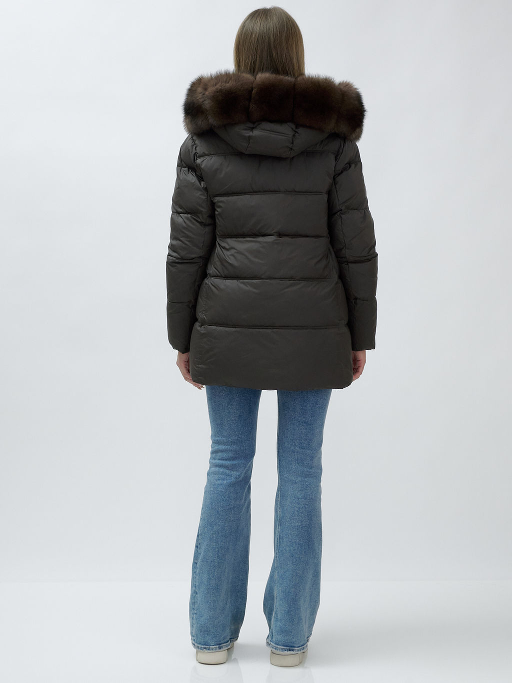 с МЕХОМ ПЕСЕЦ ПРЕМИУМ класса Полупальто зимние темно-коричневого цвета - Mtforce фото 13