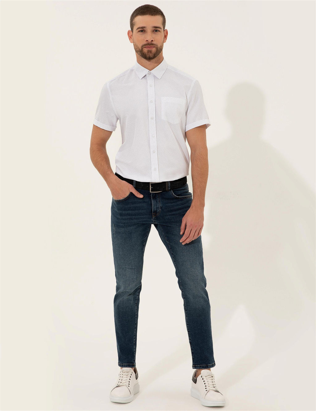 Beyaz Regular Fit K_sa Kollu G_mlek - Pierre cardin фото 4