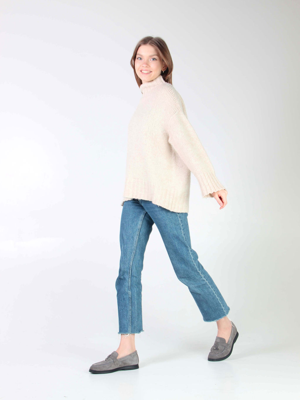 Лоферы туфли 170.2614bl. Серый замок замша