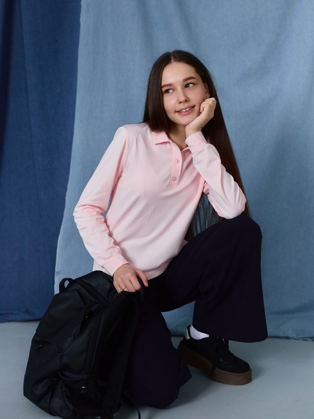 Футболка-поло с длин. рукавом 224103Wbр - Елена фото 12