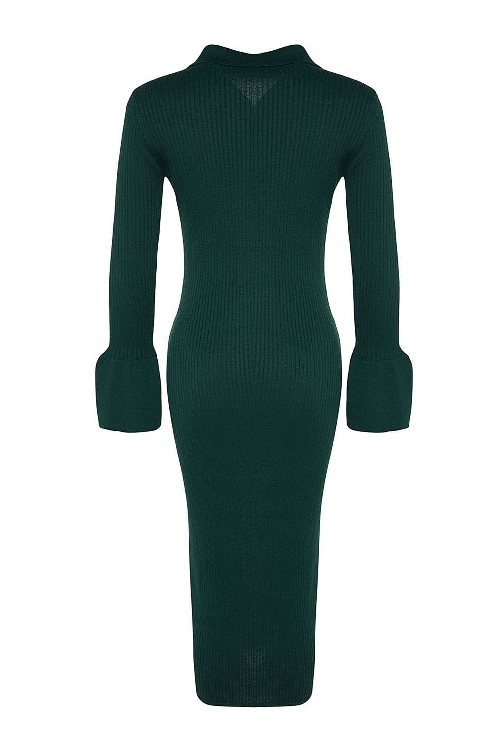 TRENDYOLMILLA Zumrut Yesili Maxi Triko Kol Detayl? Polo Yaka Elbise TWOAW24EL00046  фото 8