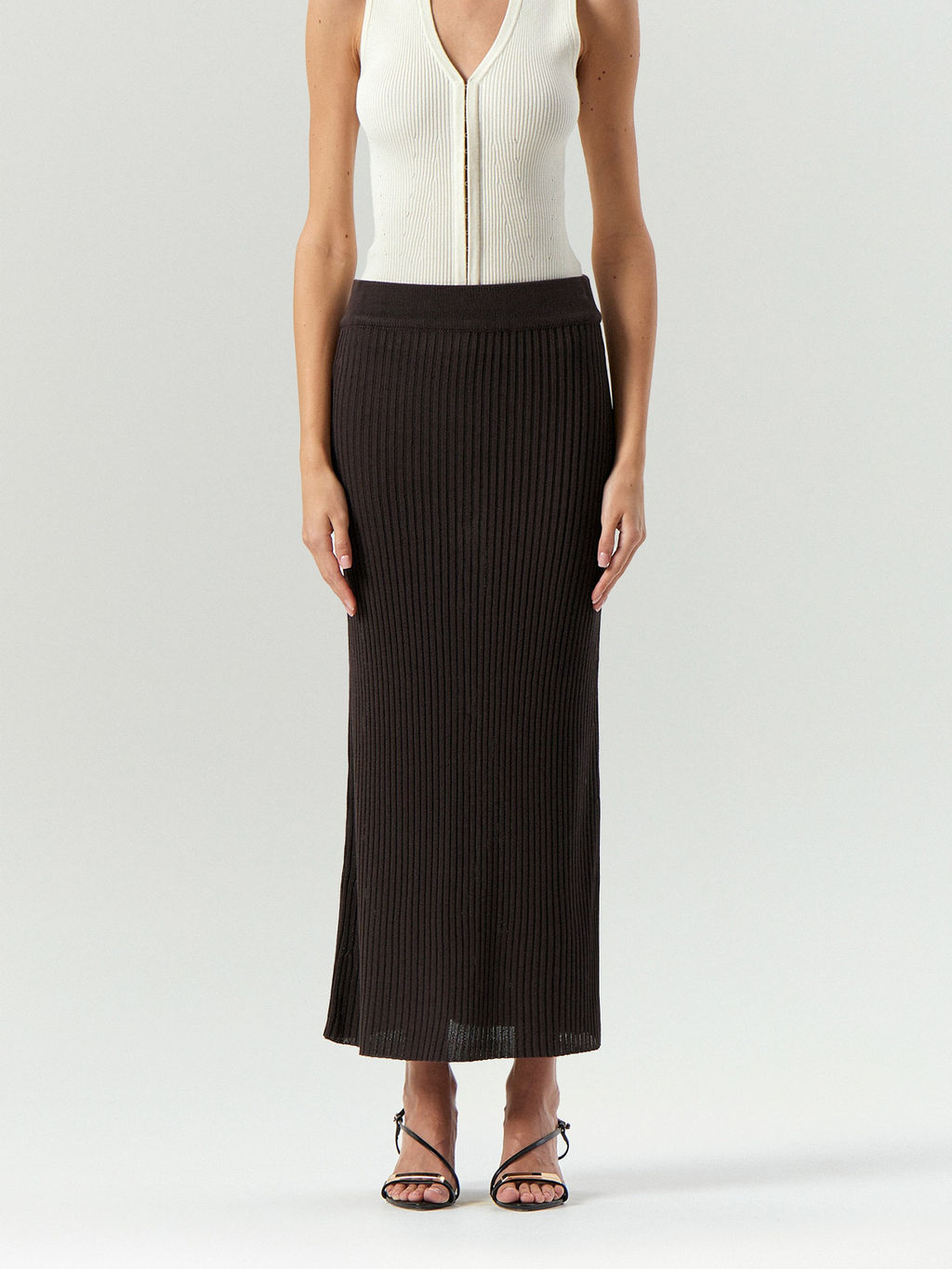 Юбка макси Emka S1120/graphites из вискозы с нейлоном тёмно-серый  фото 4