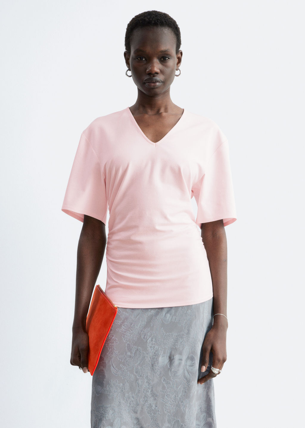 Camiseta fruncida de cuello en pico - H&m фото 4