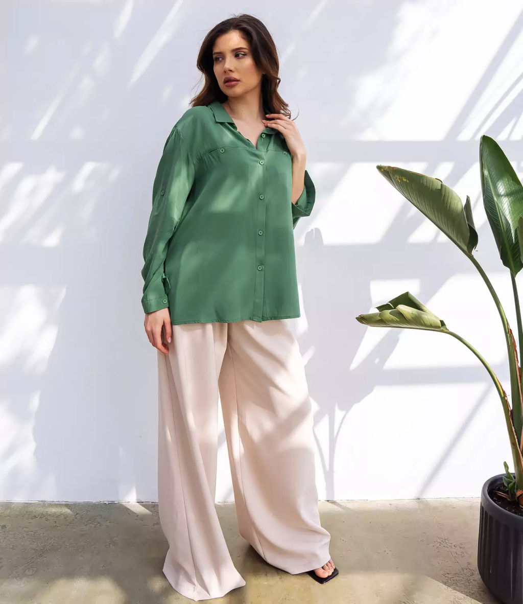 Рубашка #КТ7089, зелёный - Dommod фото 2