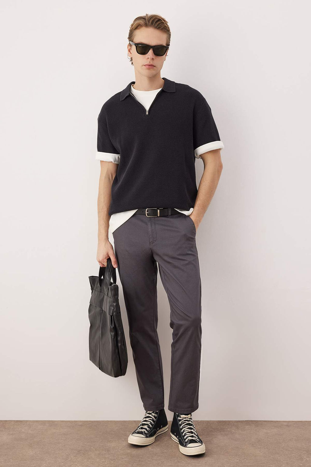 Antrasit Erkek Dokulu Kumas Pantolon TMNAW26PL00029