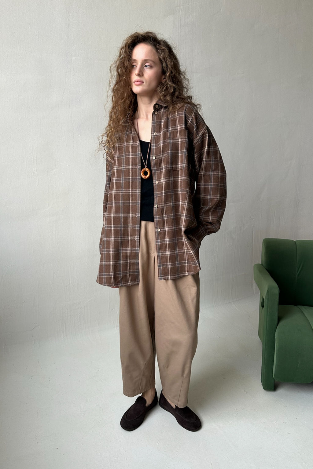 Рубашка женская HUG077/13/Коричневый, бежевый