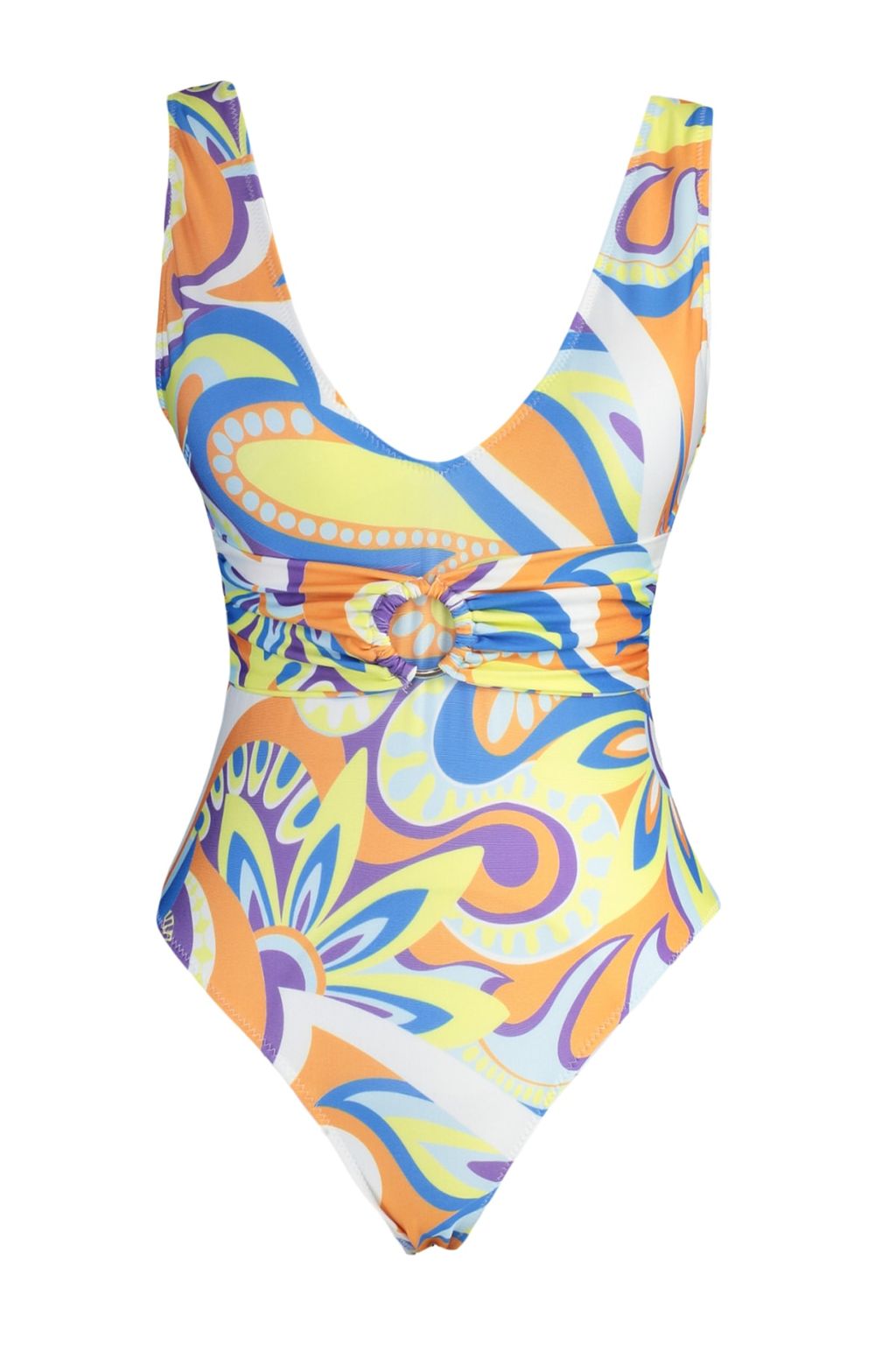 Soyut Desenli V Yaka Aksesuarl? High Leg Mayo TBESS23MA00189