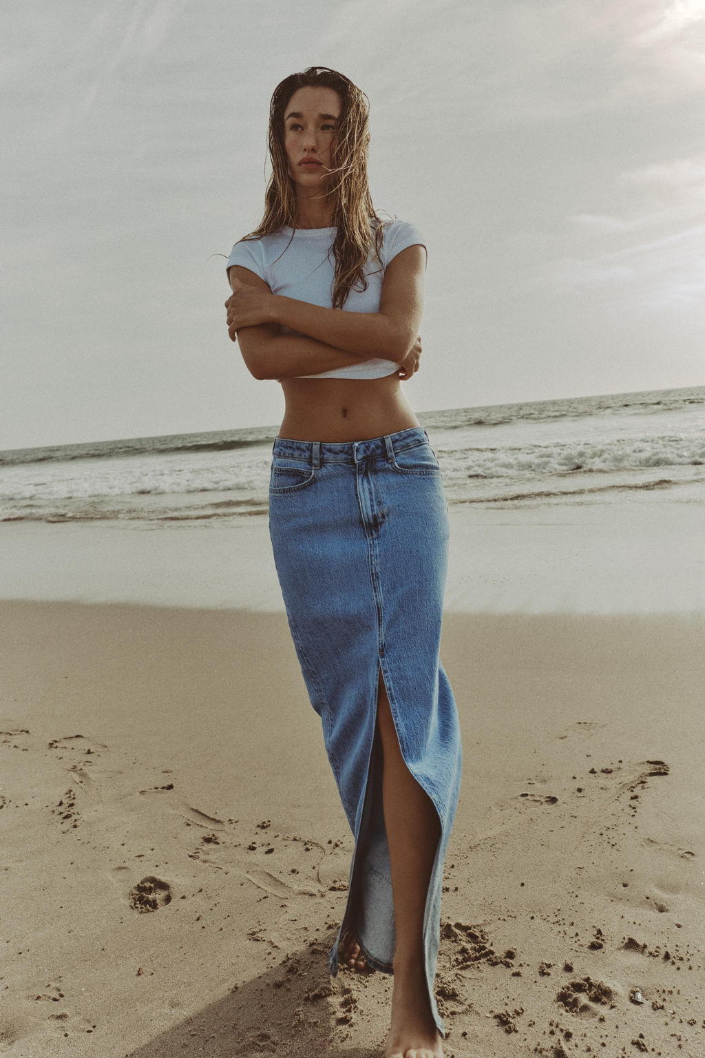 Z1975 DENIM CROSSOVER MIDI SKIRT - Zara фото 28