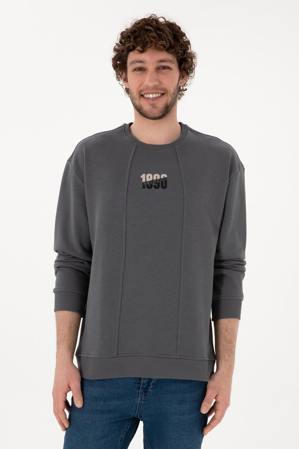 Erkek Antrasit Sweatshirt Sepette S_rpriz _ndirim