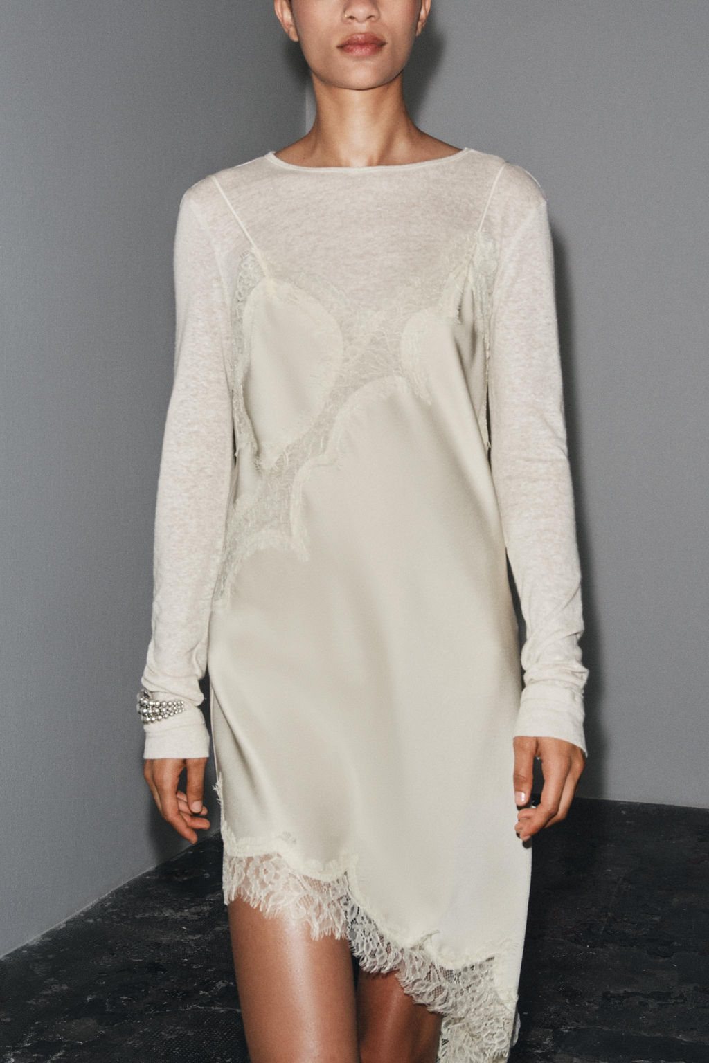 LONG SLEEVE T-SHIRT WITH LINEN - Zara фото 5