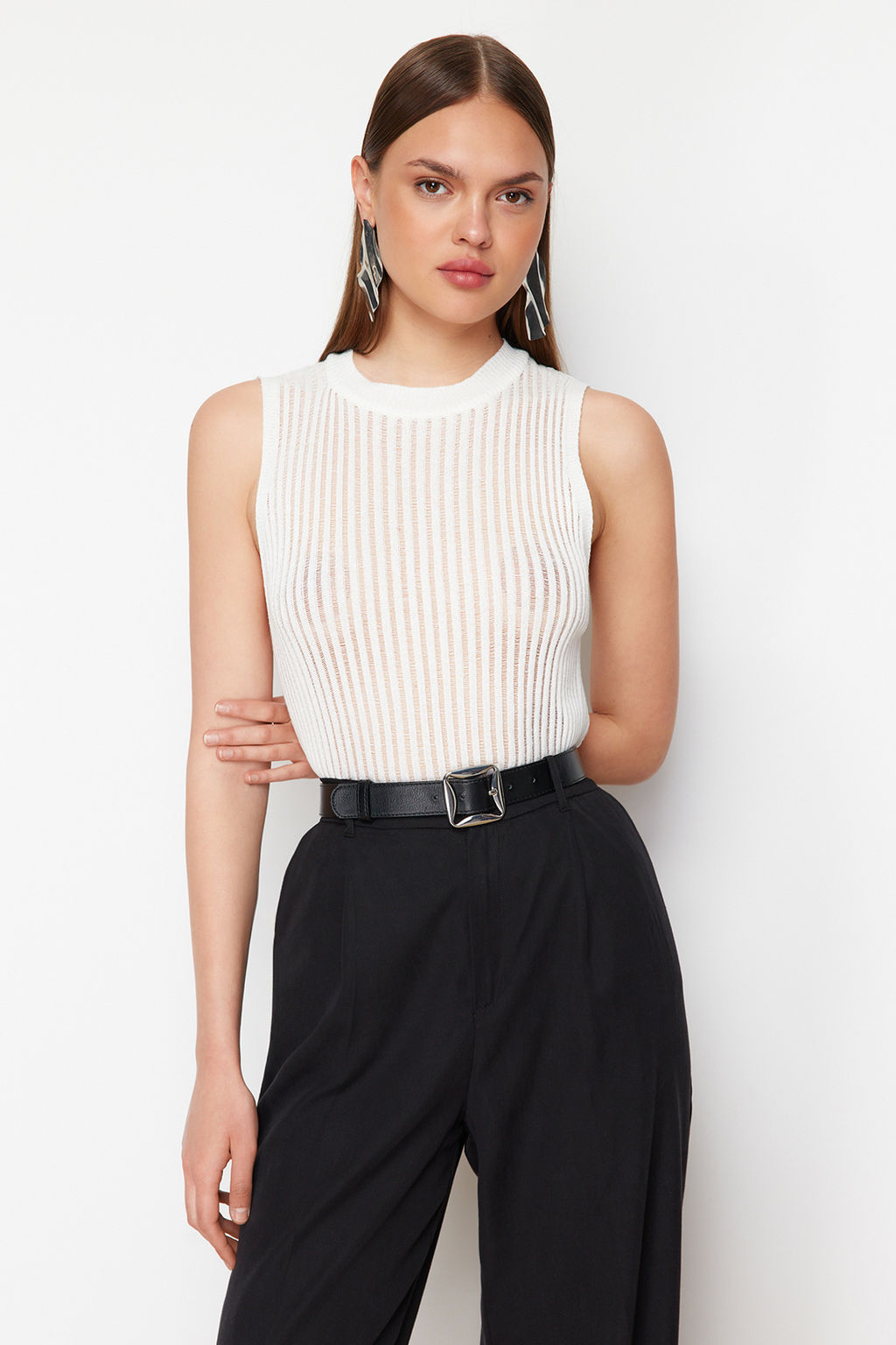 Tas Transparan Triko Bluz TWOSS24BZ00647 - Trendyolmilla фото 2