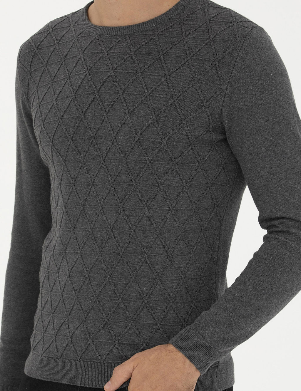 Серый меланжевый приталенный трикотаж с круглым вырезом - Cacharel фото 6