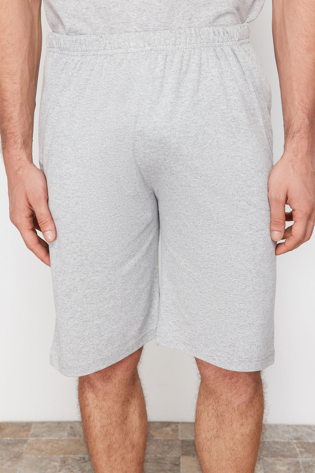 TRENDYOL MAN Gri Regular Fit Bisiklet Yaka Orme Sortlu Pijama Tak?m? TMNSS24PT00046 - Trendyolmilla фото 15