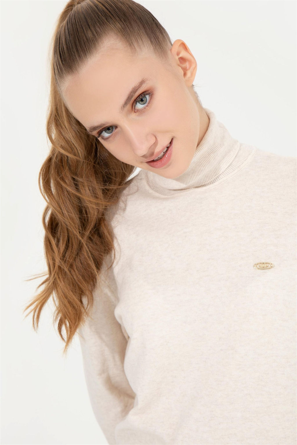 Женский базовый свитер кремового меланжевого цвета - U.s. polo assn фото 9