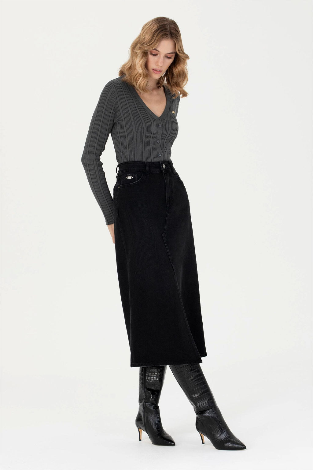 Kad_n Siyah Jean Etek - U.s. polo assn фото 3