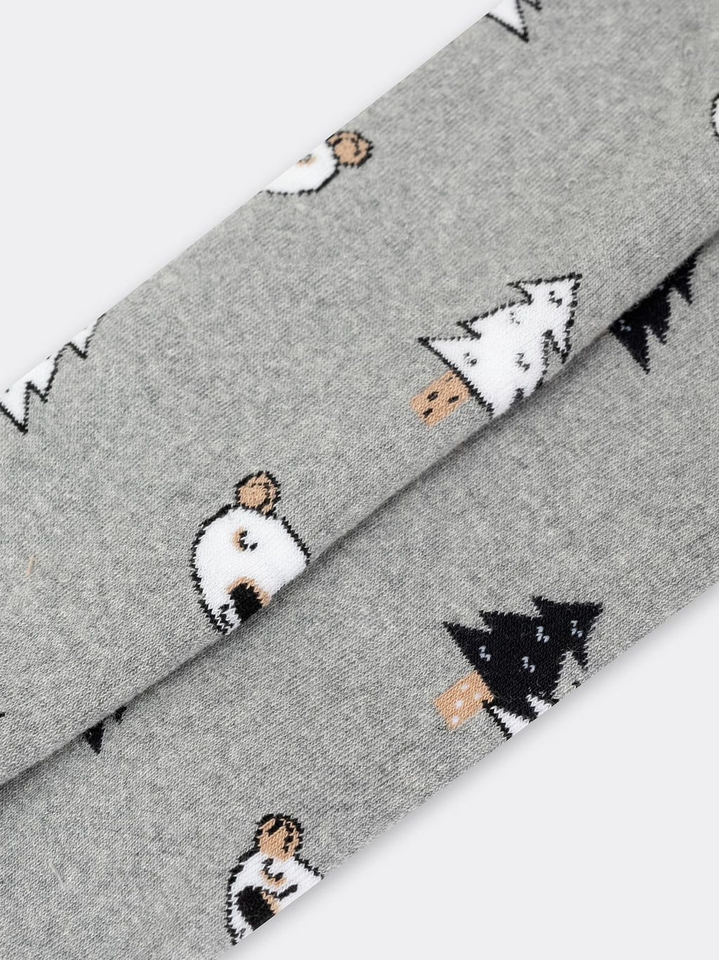 Цена за 3 пары! Плюшевые детские колготки в оттенке серый меланж с елками и медведями - Mark formelle фото 3