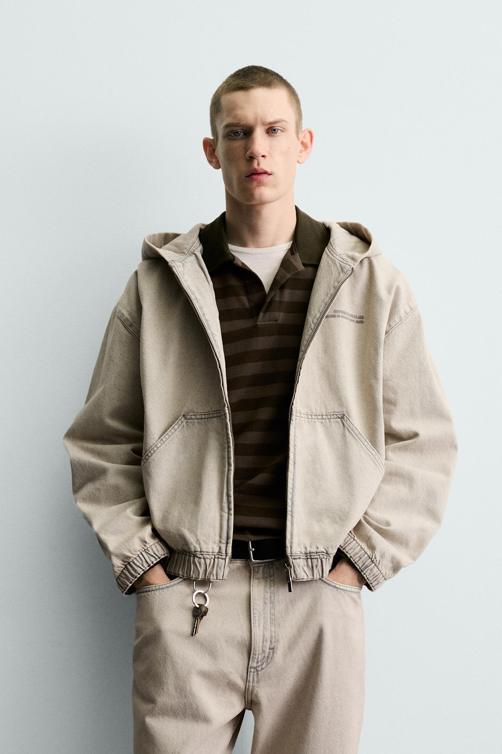 CAZADORA DENIM CAPUCHA BORDADOS / Crudo / Marr?n - Zara фото 2