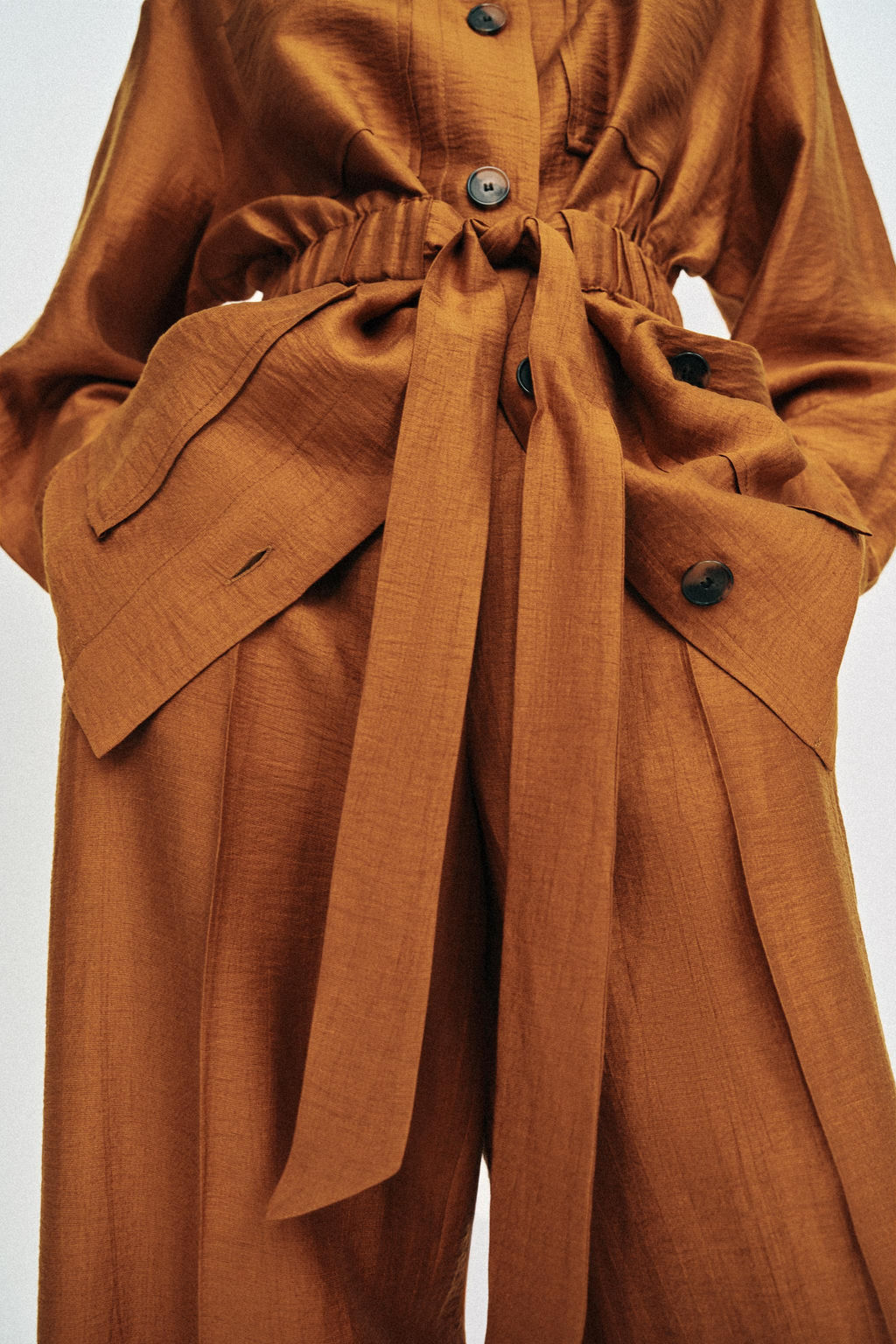 CHAQUETA SAFARI CON LINO CINTUR?N / Curry - Zara фото 6