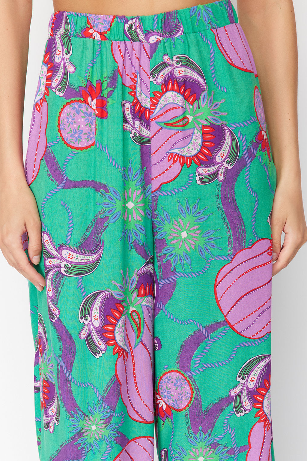 TRENDYOLMILLA Etnik Desenli Dokuma Plaj Pantolon TBESS24PL00018  фото 4