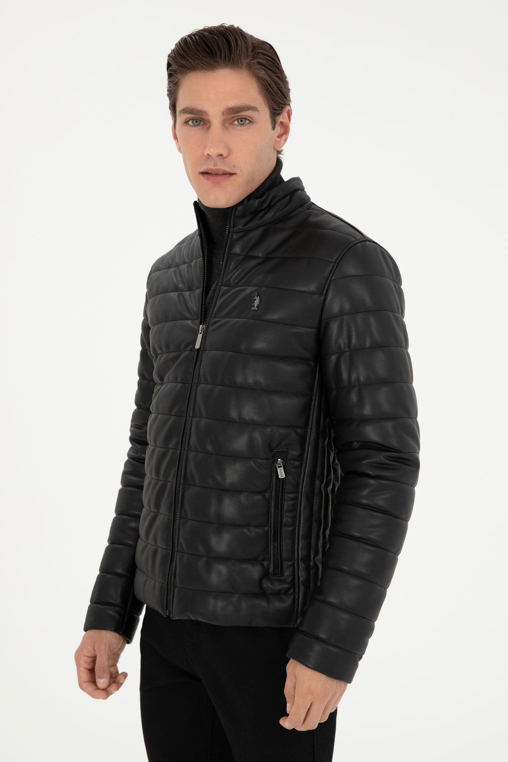 Мужская черная кожаная куртка Неожиданная скидка в корзине - U.s. polo assn фото 10
