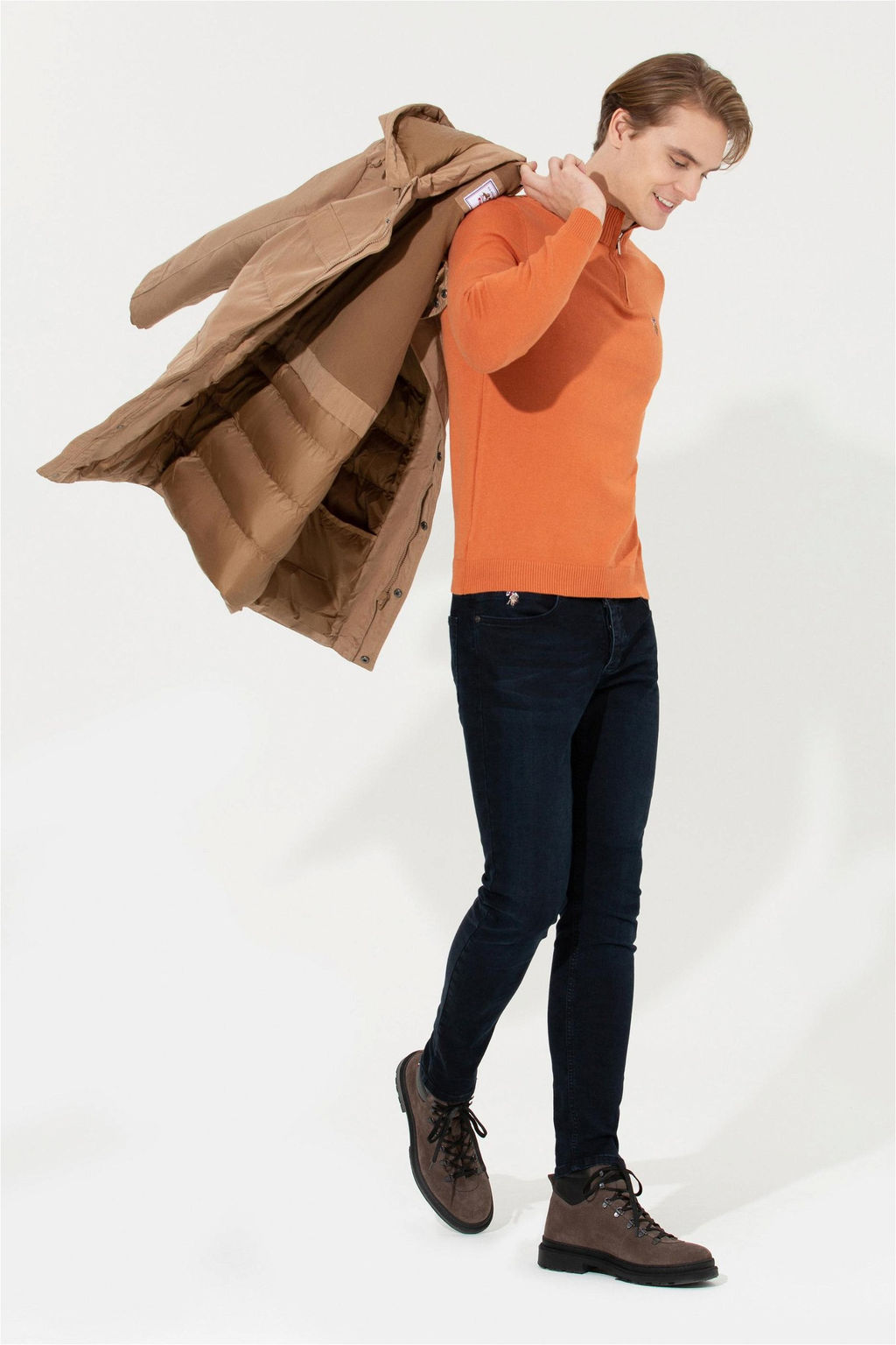 Мужской трикотажный свитер с воротником-стойкой и плиткой Неожиданная скидка в корзине - U.s. polo assn фото 3