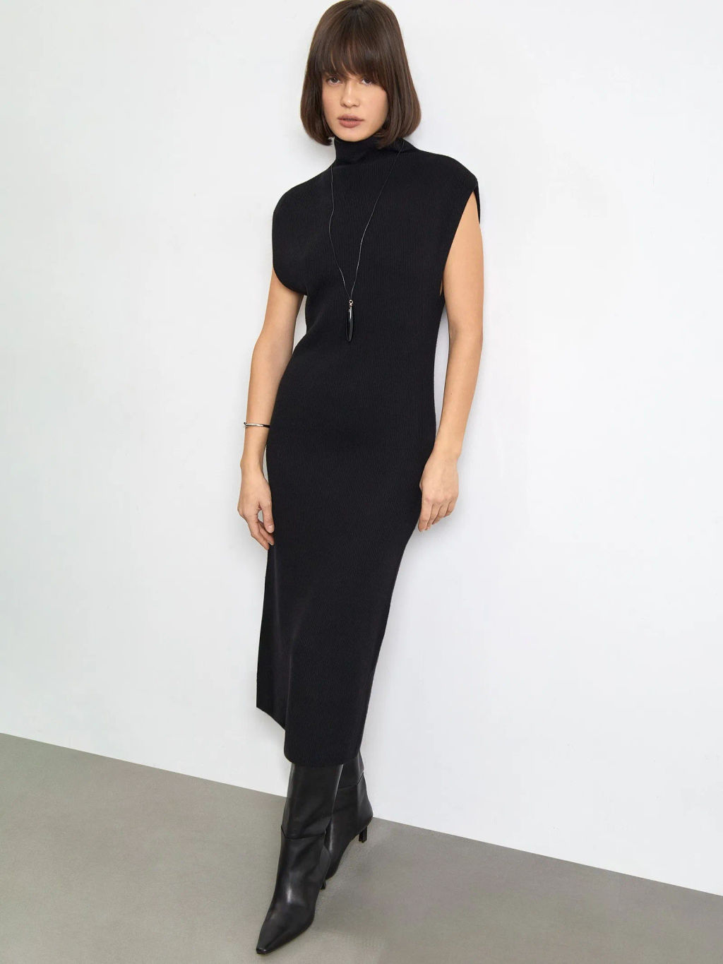 Теплое трикотажное платье с шерстью - Emka фото 3