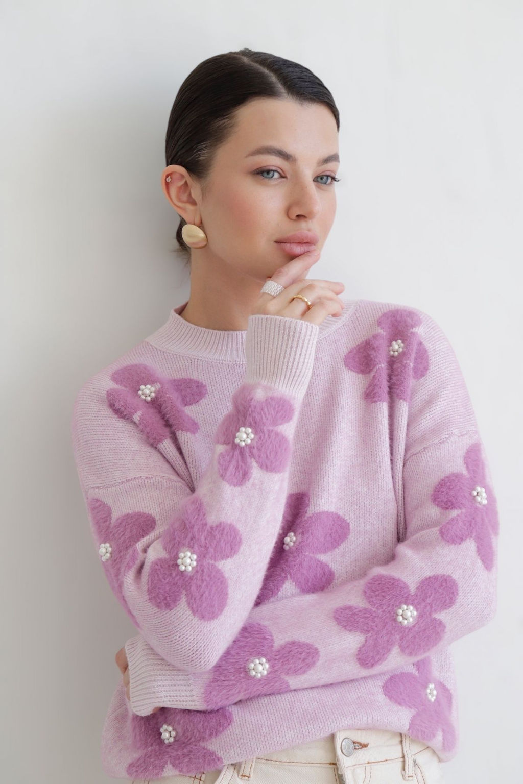 Martichelli Джемпер лавандовый с цветами  фото 6