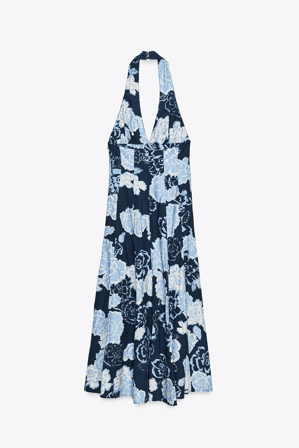 FLORAL PRINT HALTER MIDI DRESS - Zara фото 6