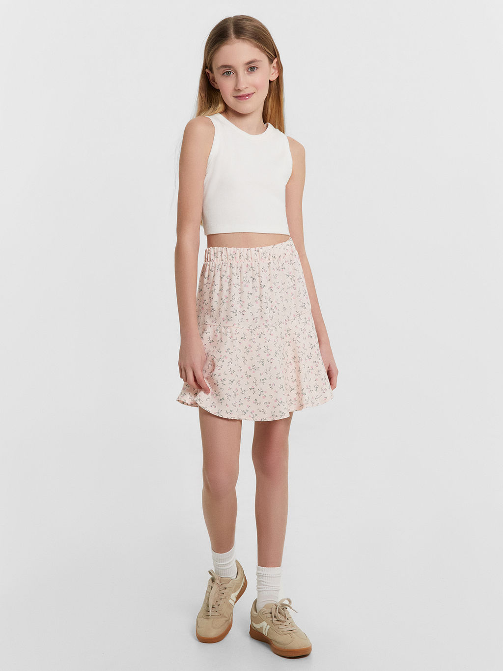 Шорты юбка для девочек розовые с цветочным принтом - Mark formelle фото 3