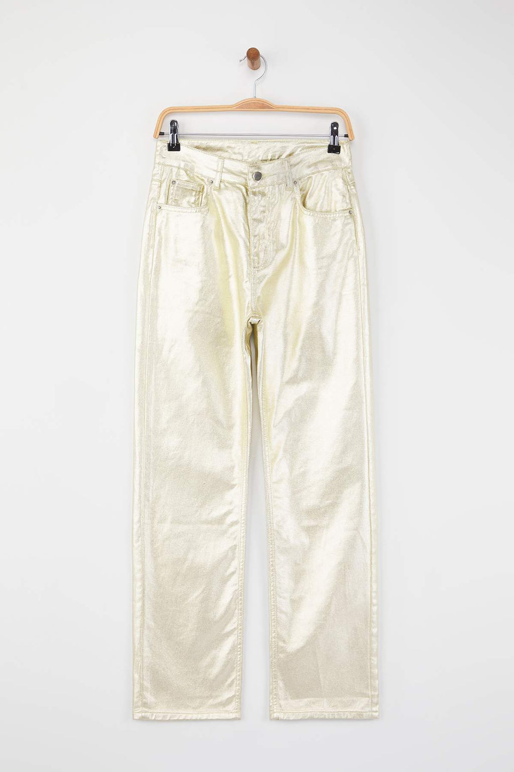 Alt?n Kaplama Yuksek Bel Straight Jeans TWOAW26JE00155 - Trendyolmilla фото 5