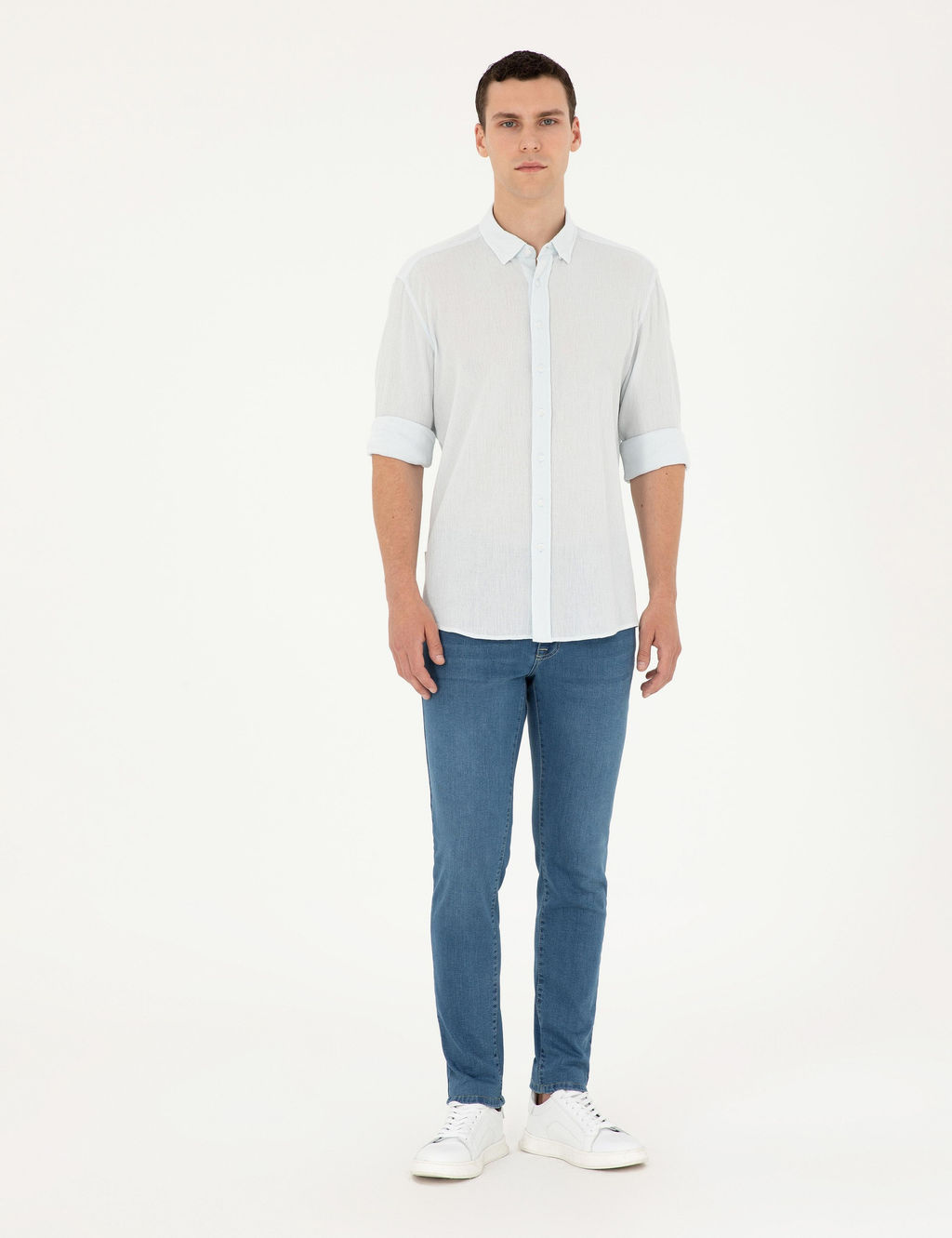A__k Mavi Regular Fit Uzun Kollu G_mlek