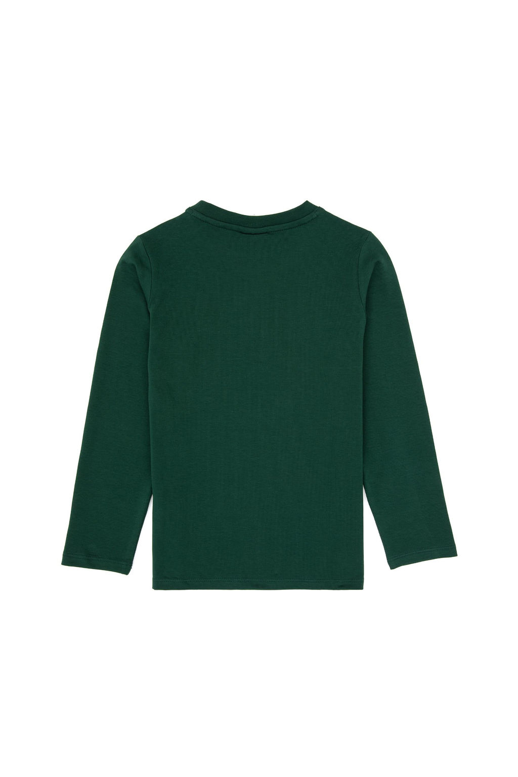 Erkek _ocuk Koyu Ye_il Basic Bisiklet Yaka Sweatshirt