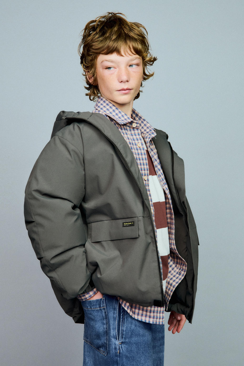 WATER-REPELLENT 50% FEATHER AND 50% DOWN PUFFER JACKET WITH LABEL