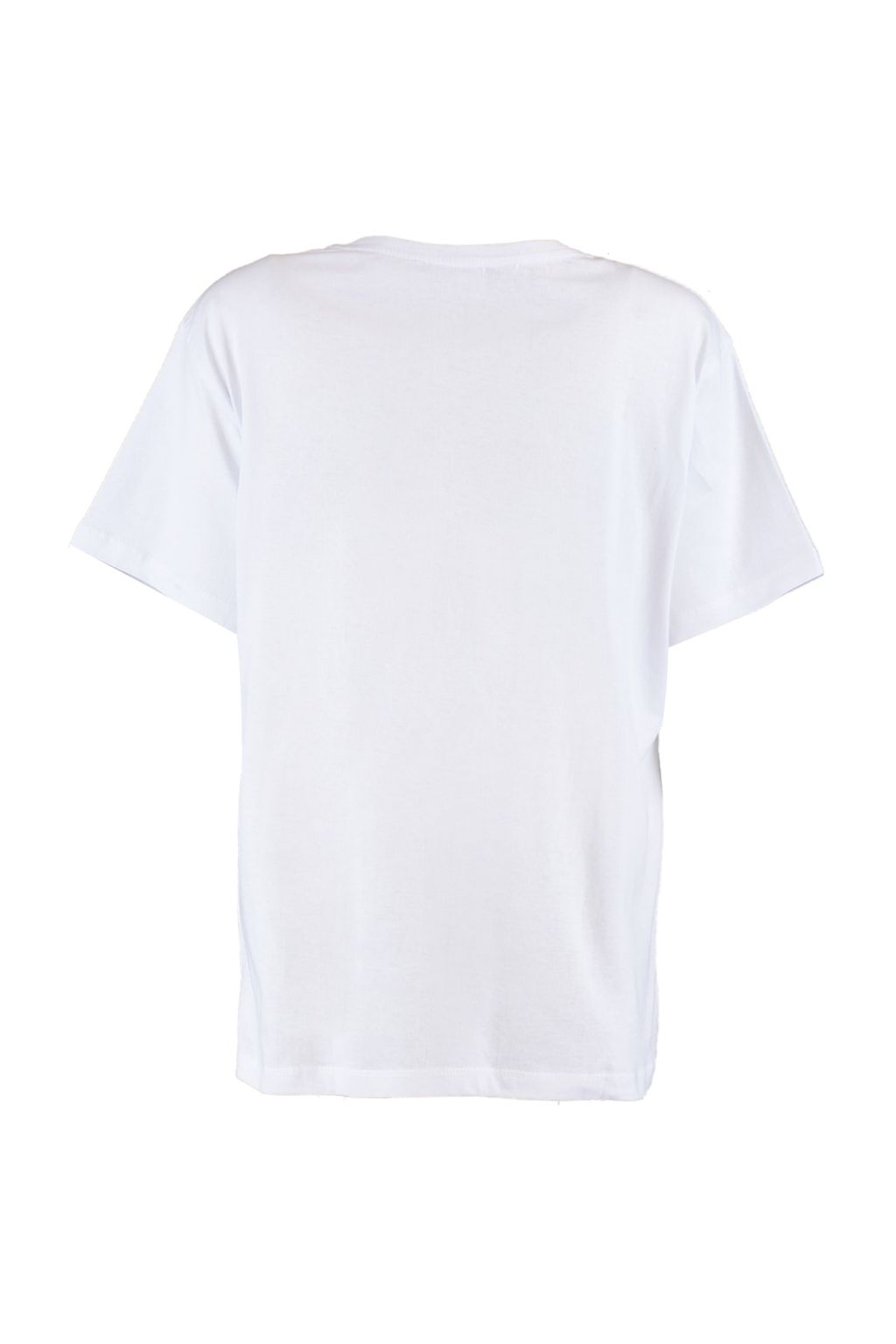 Beyaz %100 Pamuk Bisiklet Yaka Oversize/Genis Kal?p Orme T-Shirt TWOSS20TS0134