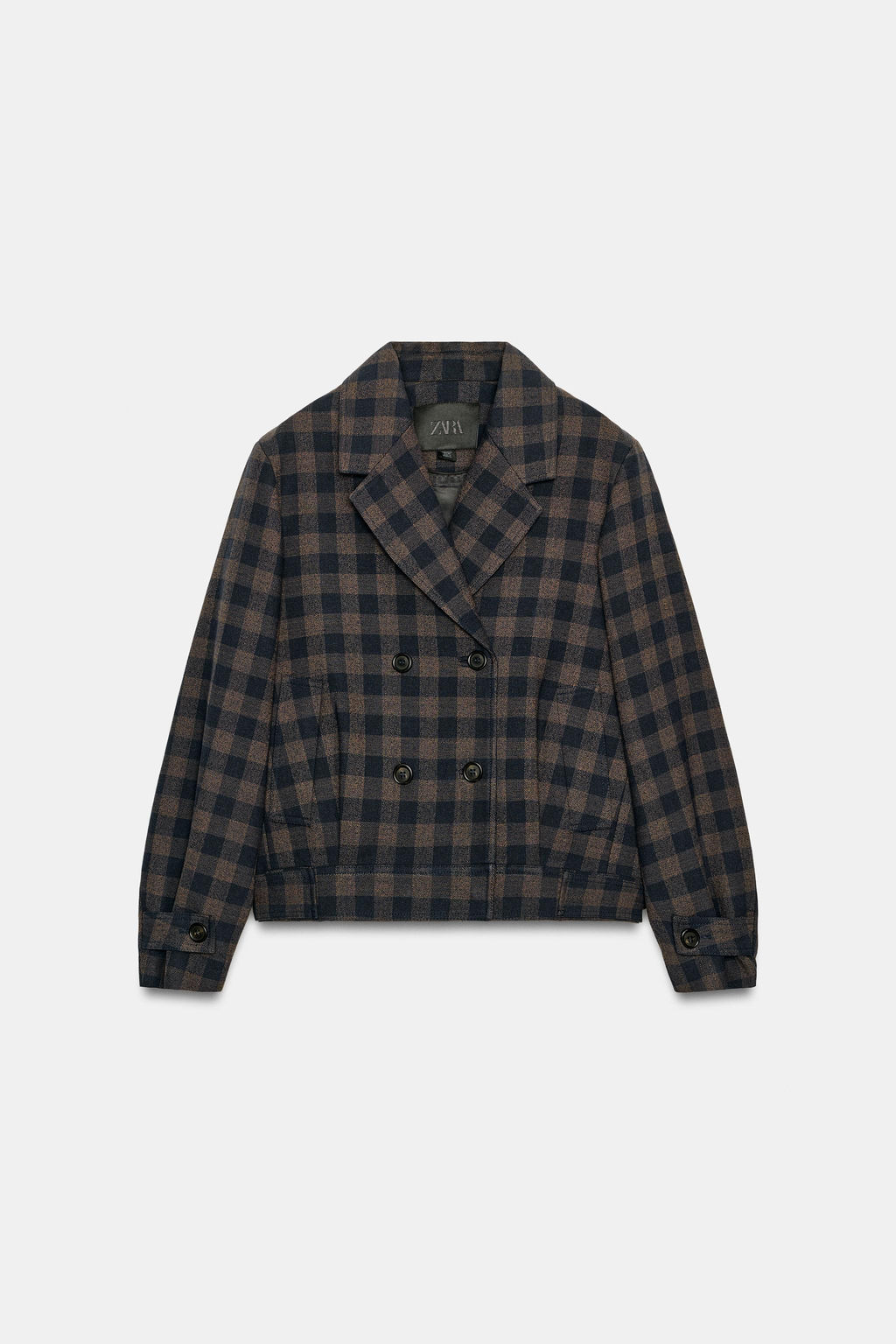 ZW COLLECTION CHECKED DOUBLE-BREASTED JACKET - Zara фото 12