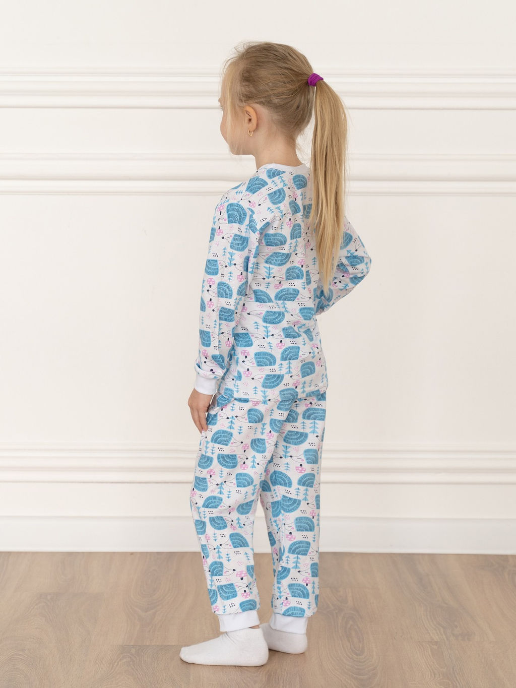 Пижама детская принт бирюзовые ежики