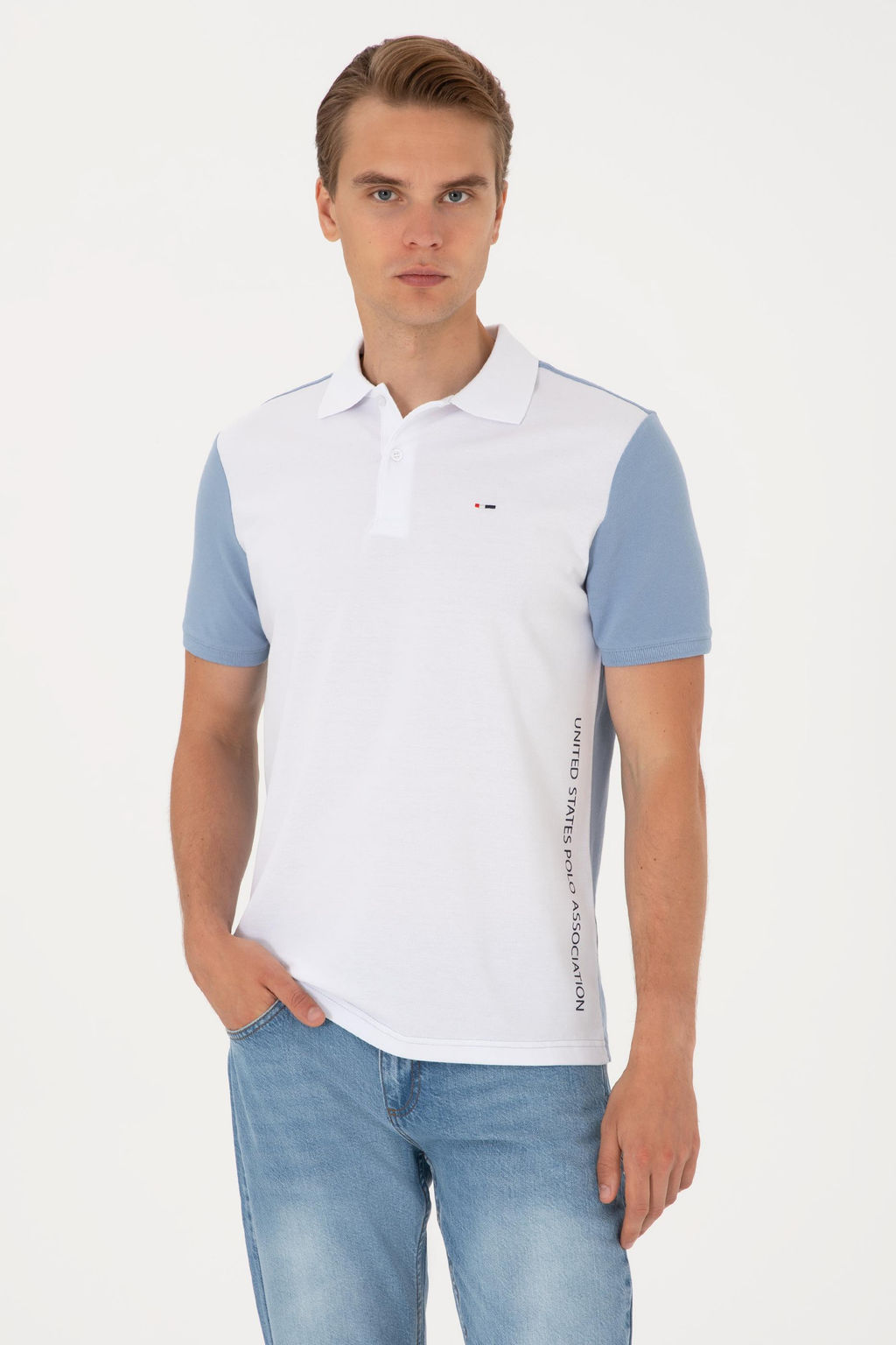 Erkek Regular Fit Mavi Polo Yaka Ti__rt Sepette S_rpriz _ndirim
