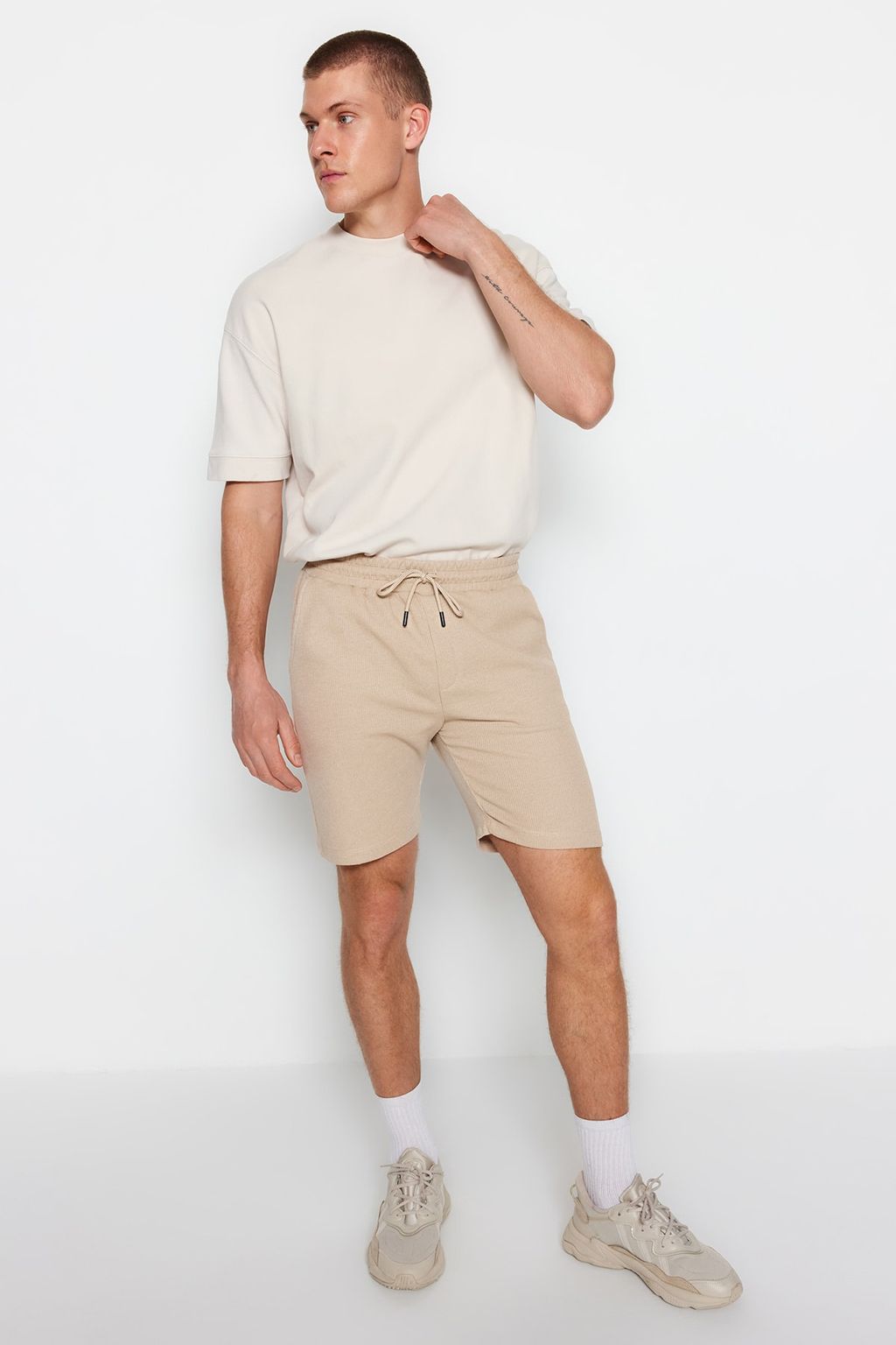 Lacivert-Bej Regular Kordonlu 2 Li Paket Sort & Bermuda TMNSS23SR00076