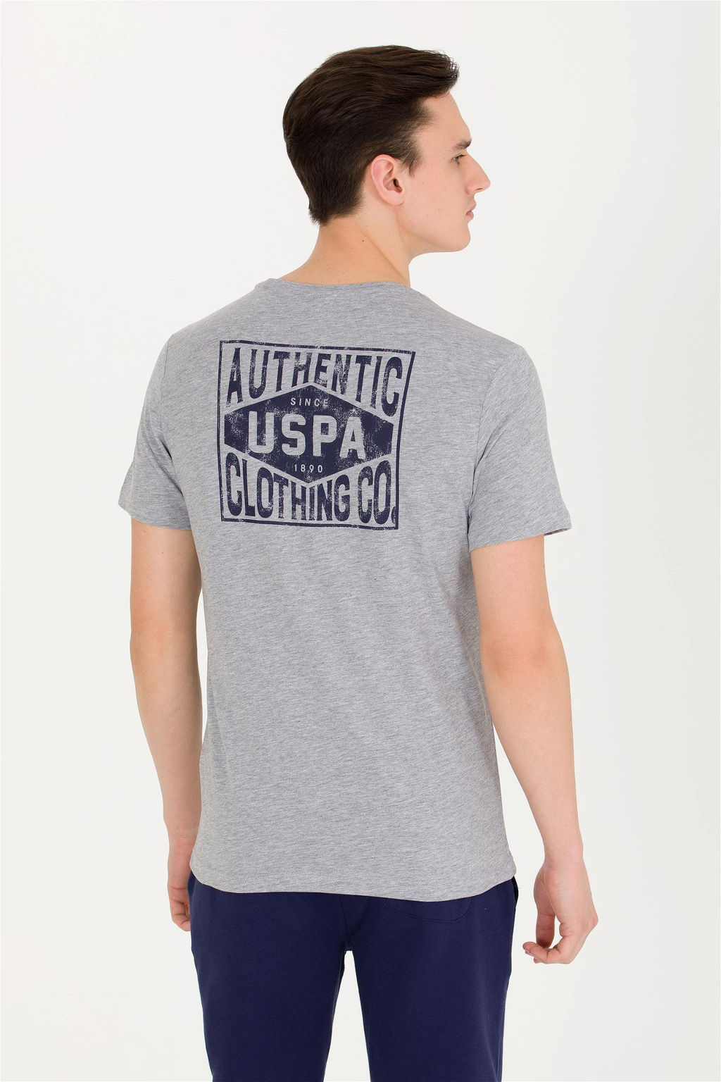 U. S. Polo Assn Мужская серая меланжевая футболка с круглым вырезом - U.s. polo assn фото 8