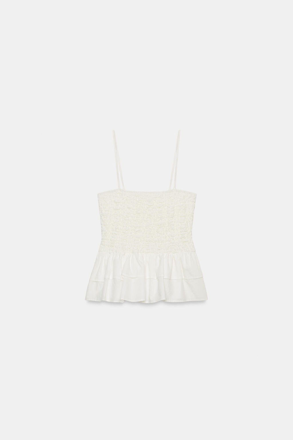 TOP NIDO DE ABEJA PEPLUM / Blanco