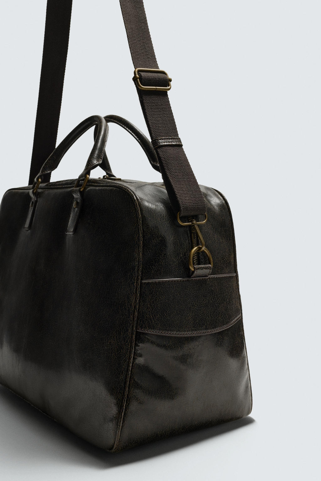 BOLSO DE VIAJE CRAQUELADO / Marr?n - Zara фото 6
