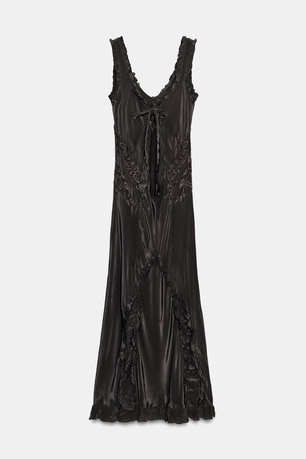 VESTIDO LARGO BORDADOS ZW COLLECTION / Gris antracita - Zara фото 9