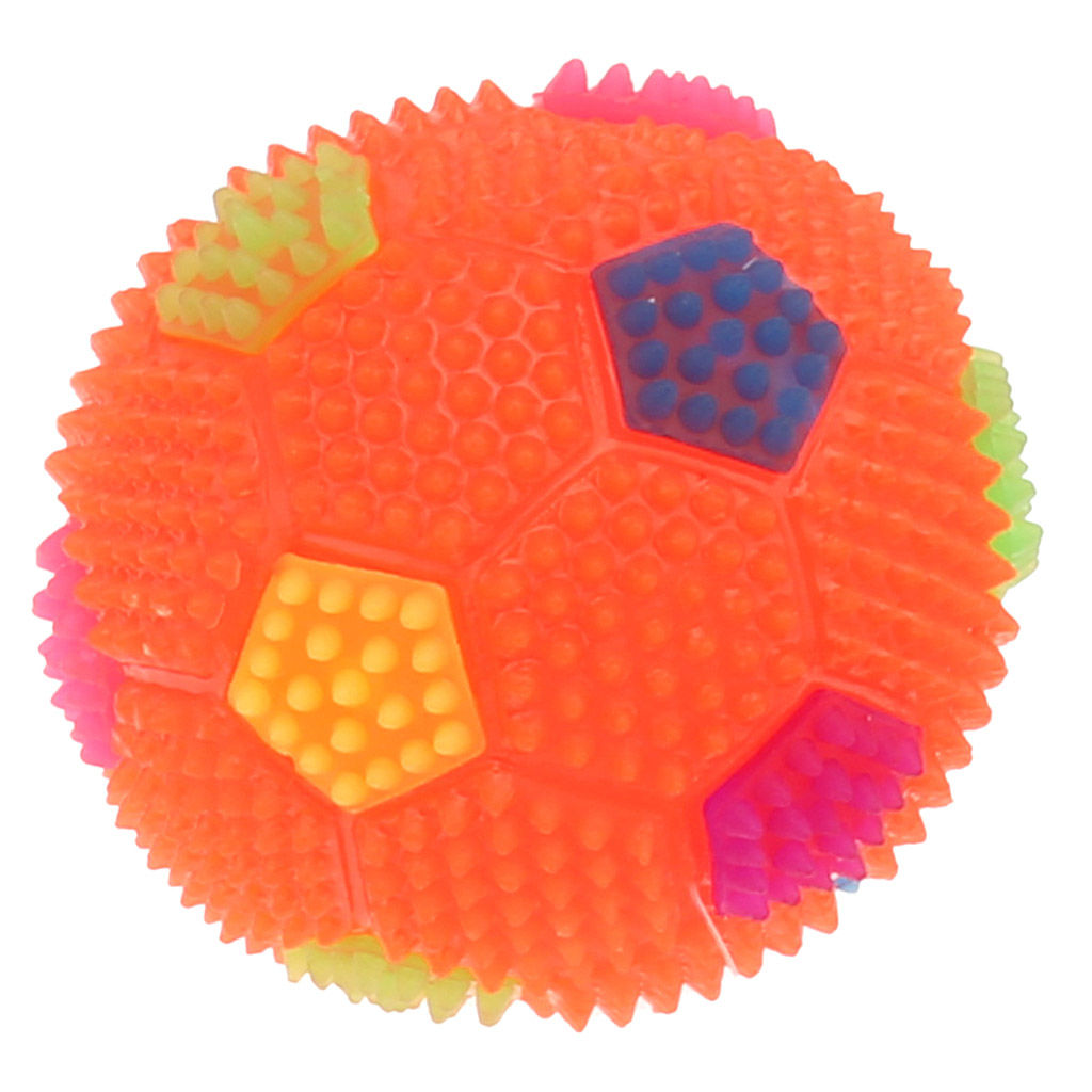 Пэт тойс (Pet toys) Игрушка для собаки Мяч-футбольный д6см h6см, ПВХ, с пищалкой, светящаяся, на картоне, цветная, цвета в ассортименте: зеленый, желтый, коралловый, фуксия (Китай)  фото 3