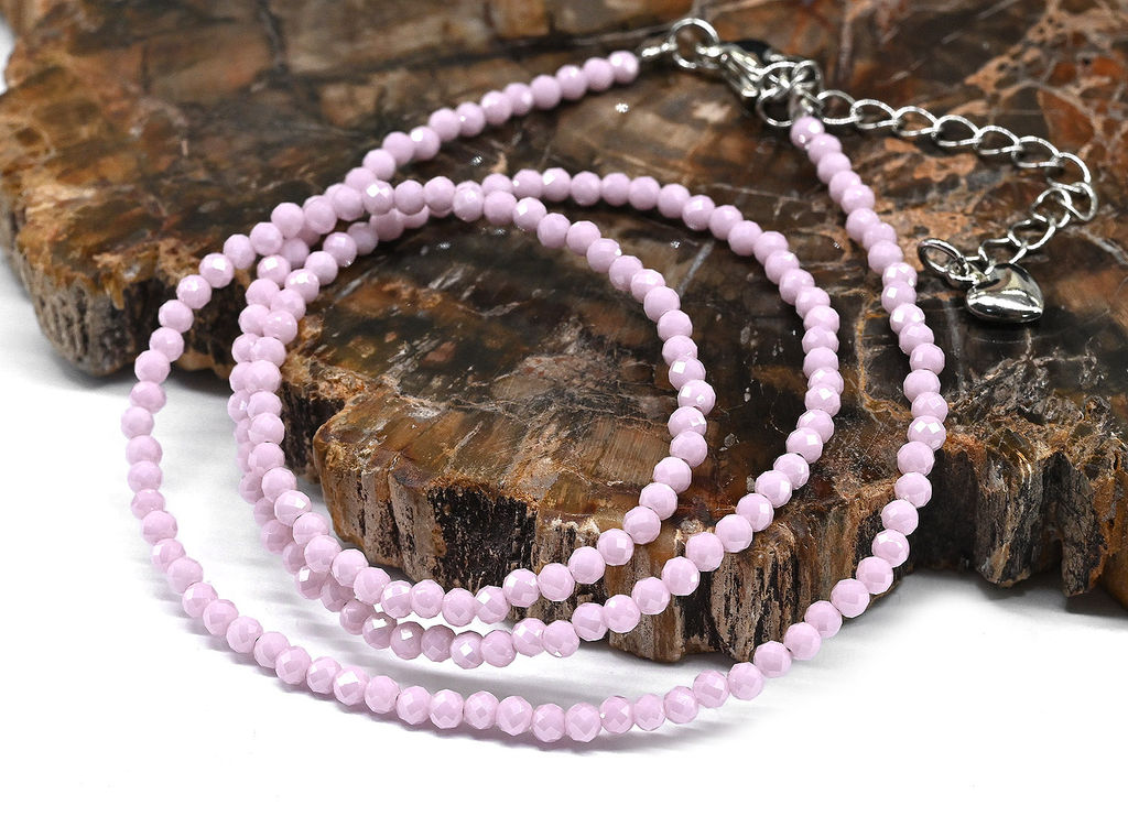 Бусы чокер из мелких граненых бусин фианита шарик 2мм цв.розовый, 40см