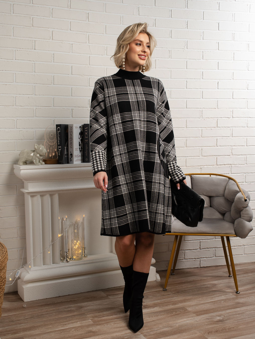 Платье Добринка (черно-белое) П15106-18М