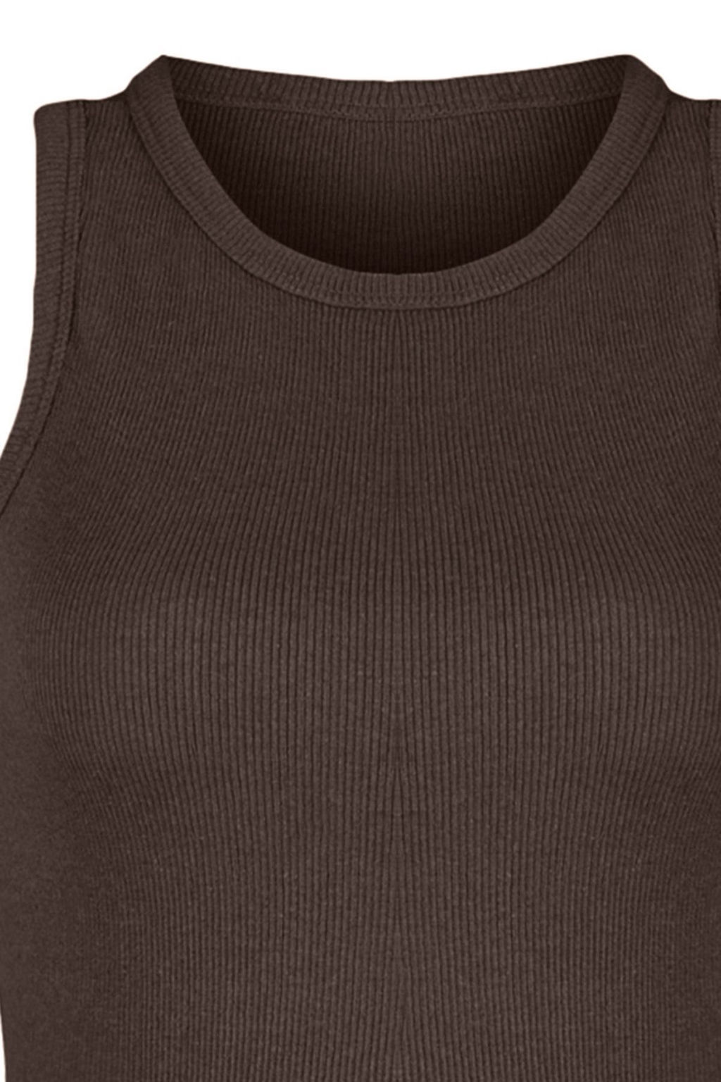 Kahverengi-Tas 2li Paket Vucuda Oturan Crop Halter Yaka Fitilli Esnek Orme Atlet TWOSS21AL0058