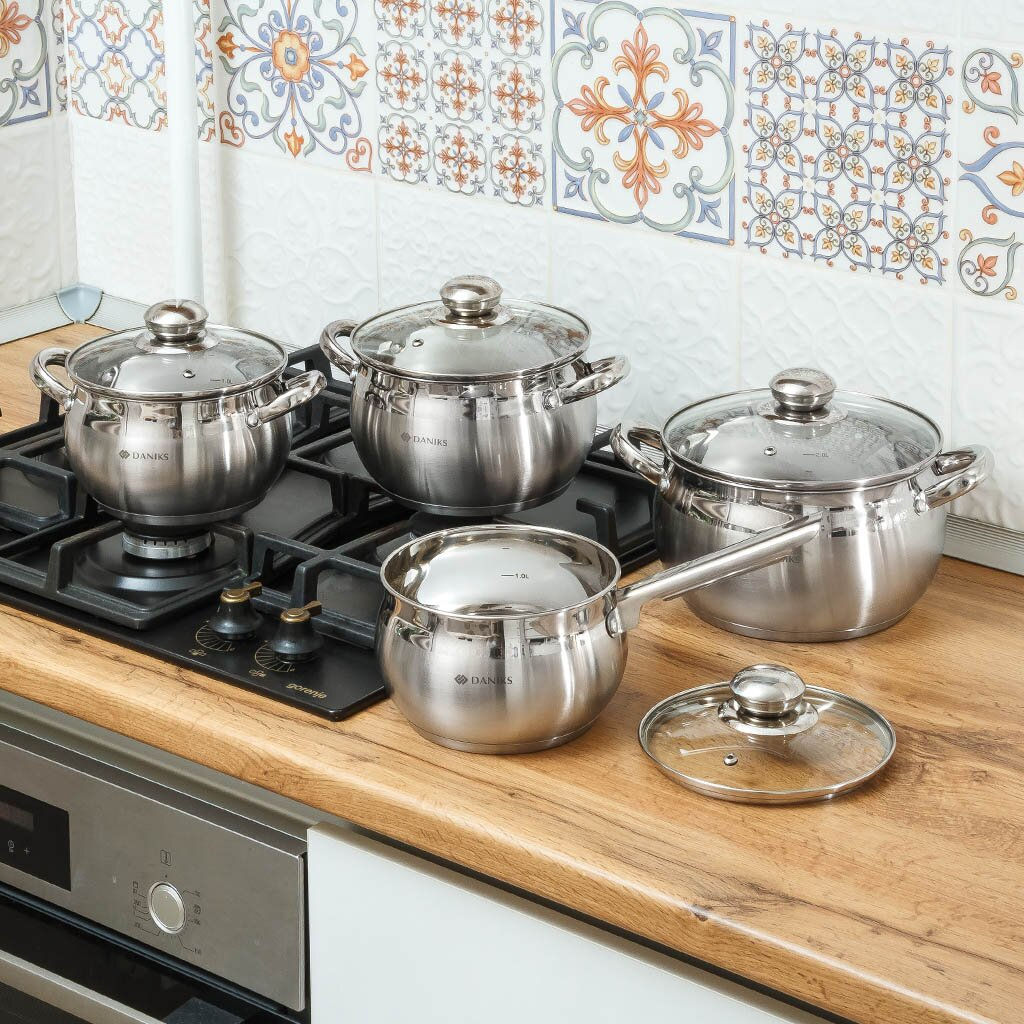 Кастрюля нерж КЛАССИКА 3л(2,9л) ст/крыш мет/руч матов 18см SD-18 (204072) /DANIKS/  фото 10