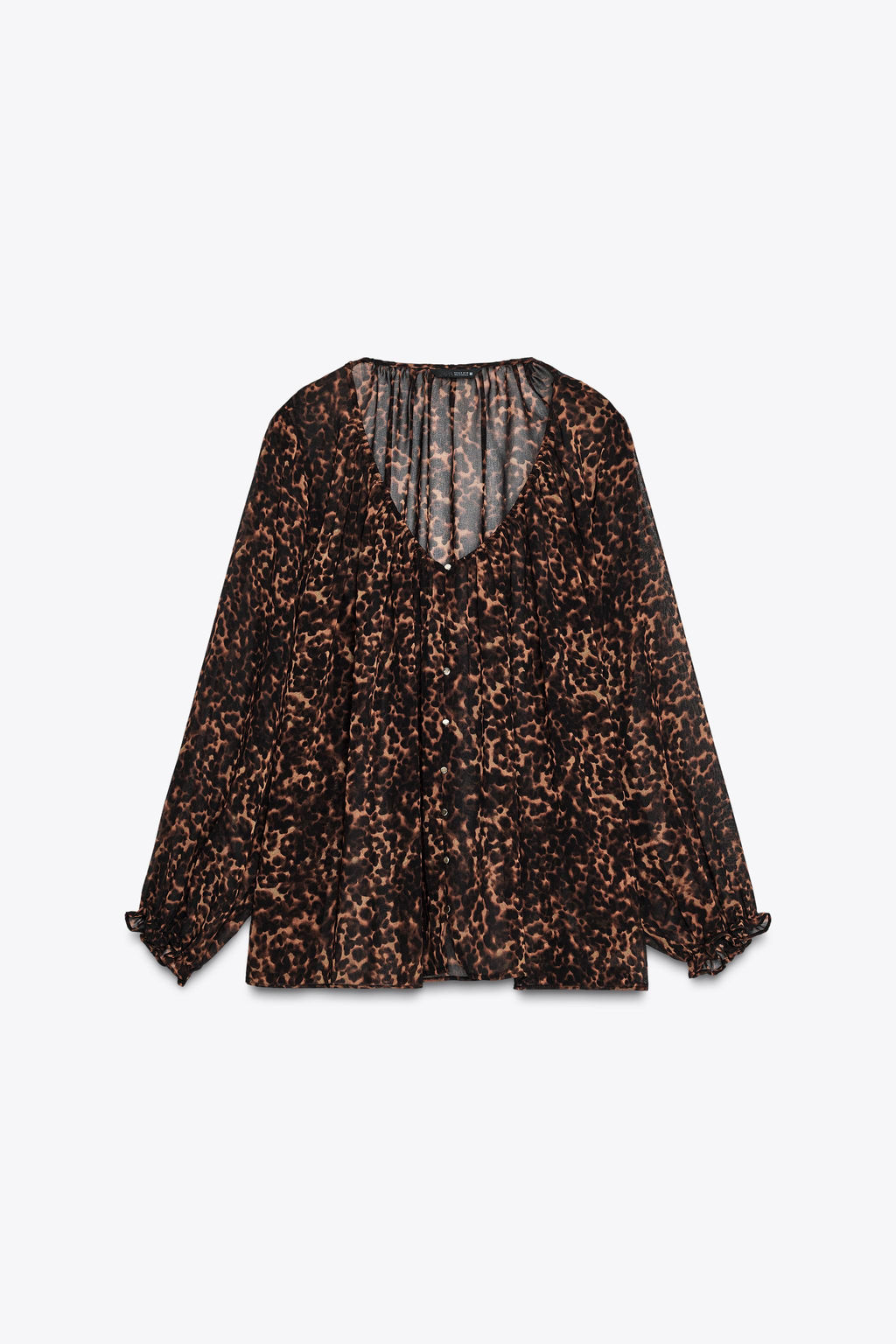 ANIMAL PRINT SEMI-SHEER BLOUSE - Zara фото 14