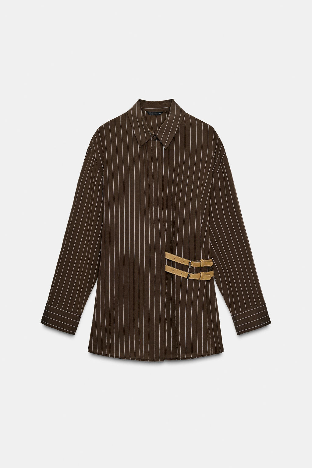STRIPED SHIRT WITH BUCKLES - Zara фото 7
