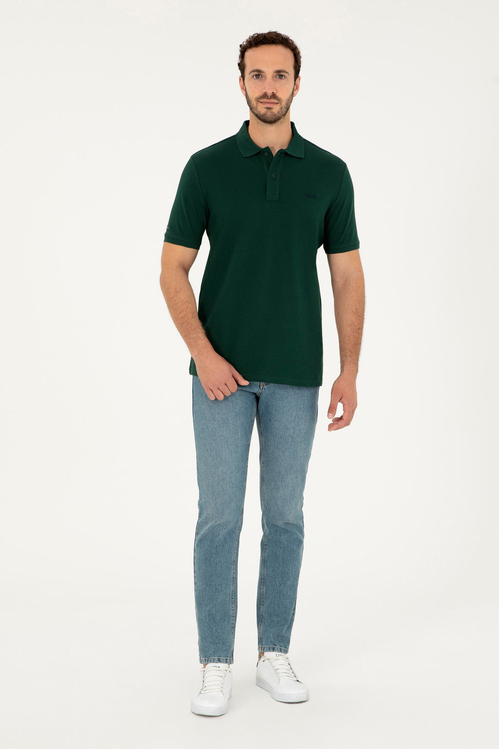 Футболка U.S. Polo Assn темно-зеленая хлопок фото 4